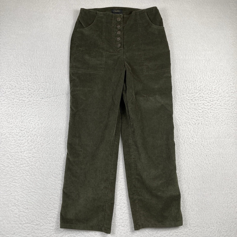 House of Harlow 1960 Corduroy Pants Womens 6 Olive Green Button Fly Casual